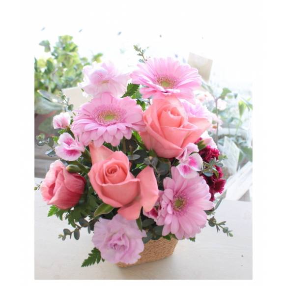 20バルーン付アレンジ（ピンク系）