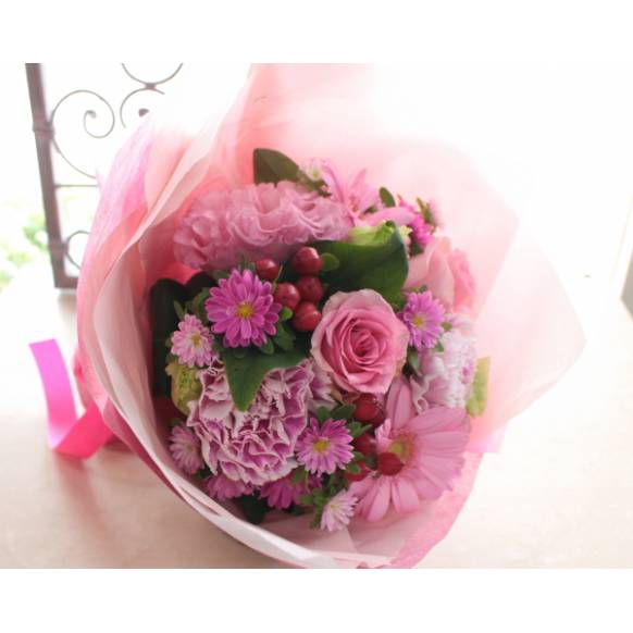 20バルーン付花束（ピンク系）