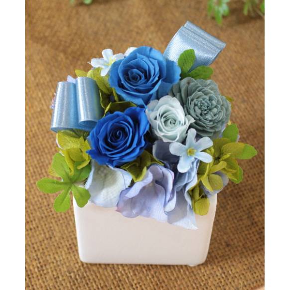 プリザーブドアレンジ「ファーストプリザ/ブルー」