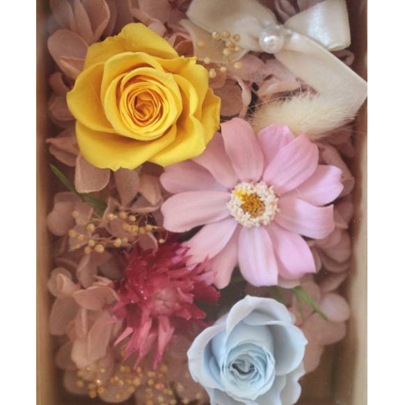 プリザーブドアレンジ フォトフレーム「結び/カラフル」